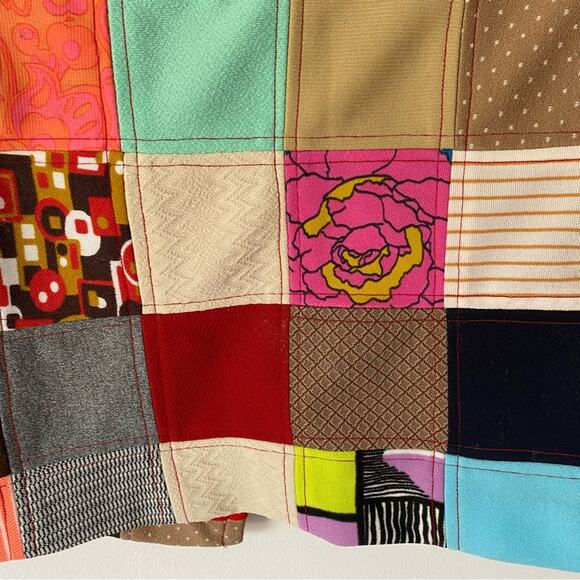 Vintage 70s Handmade Groovy Polyester Patchwork Blazer Jacket Petite XS size 0 - Picture 9 of 10